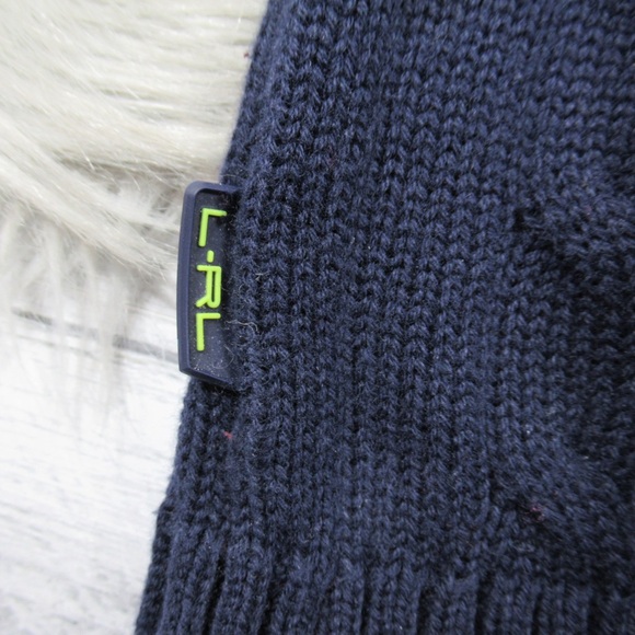 RALPH LAUREN Vintage Navy Blue V-Neck Cable Knit Tennis Sweater Women Size Large - Picture 10 of 13